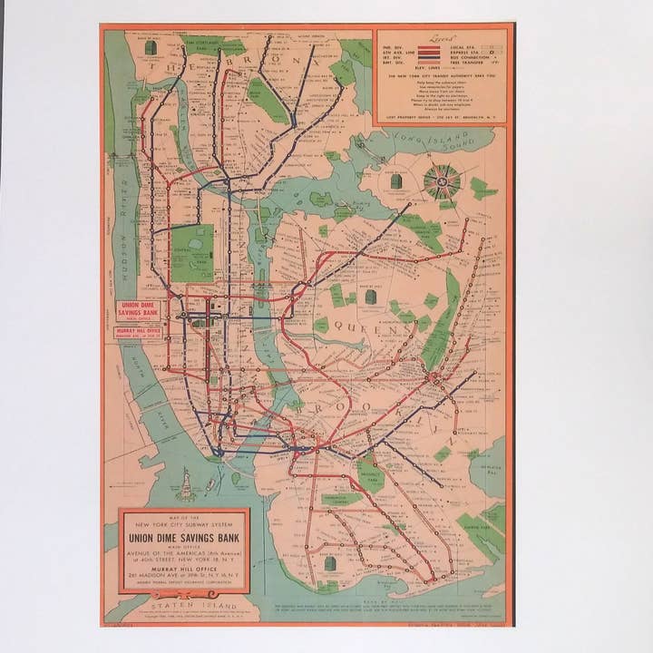 New York City Subway System - Vintage kort reproduktion for engroshandel hos Big Wheel Press