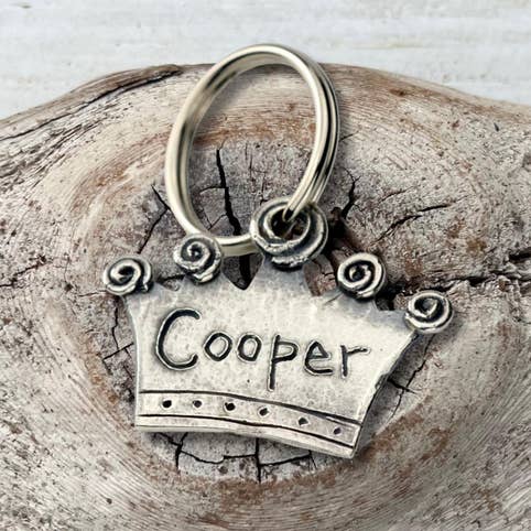 Small Crown Pet ID Tag for wholesale by Naomi Levitin Jewellery Design
