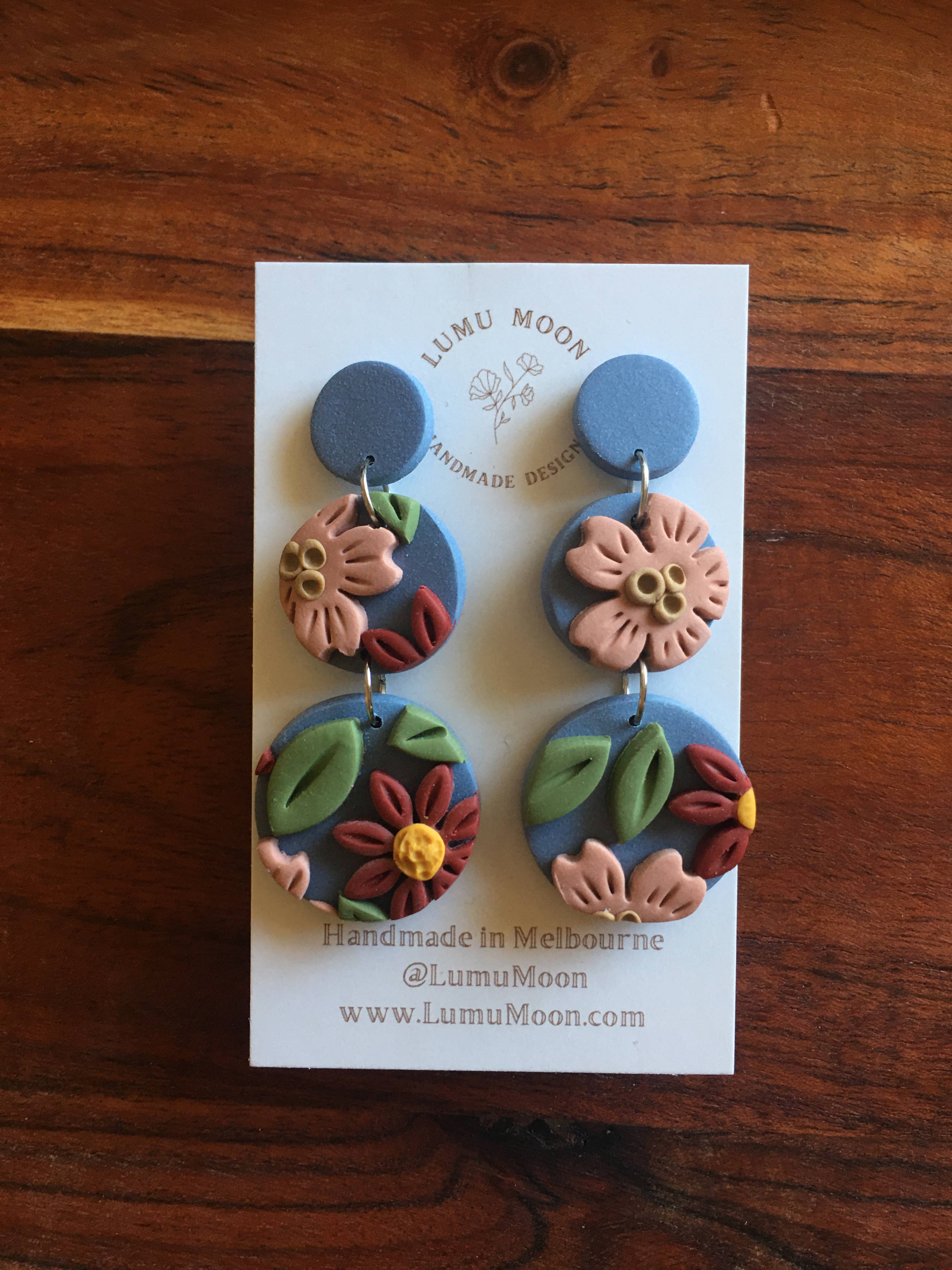 Lumu Moon Handmade Designs - Vente Boucles d'oreilles pendantes - Boucles d'oreilles pendantes Blue Sky Spring2