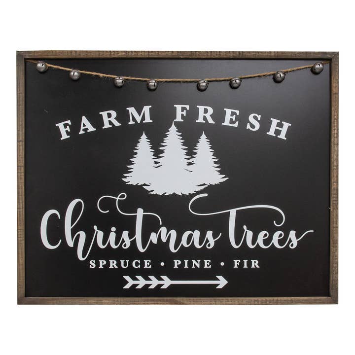 Farm Fresh Christmas Trees Black & White Wood Sign for wholesale by Col House Designs