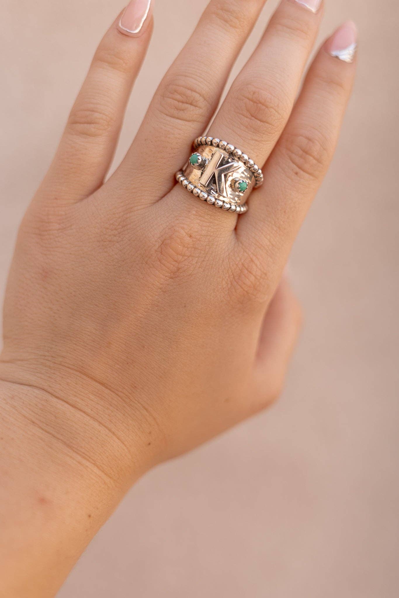 Turquoise Forever Yours Sterling Silver Initial Ring MADE TO ORDER for wholesale on Faire4