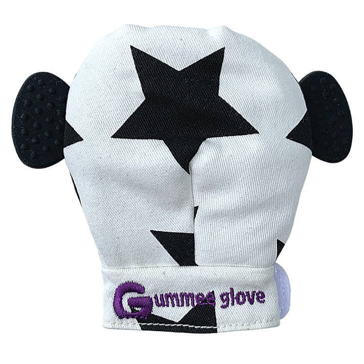 Gummee glove teething mitten Black and White Monochrome with for wholesale by Gummee
