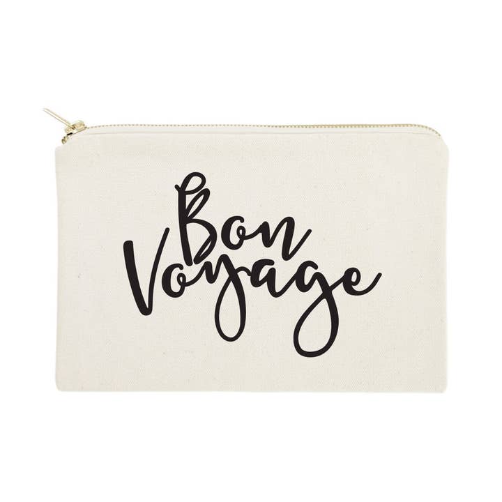 Bon Voyage Travel Make Up Pouch for wholesale by The Cotton & Canvas Co.
