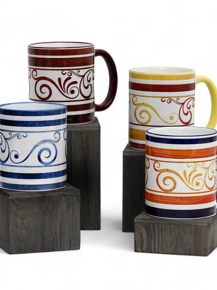 SUBLIMART: Pacchetto 4 tazze Ricco Italia - di Mario Bruno (Design 6416+6409+6405+6393) per la vendita all'ingrosso da parte di SublimArt