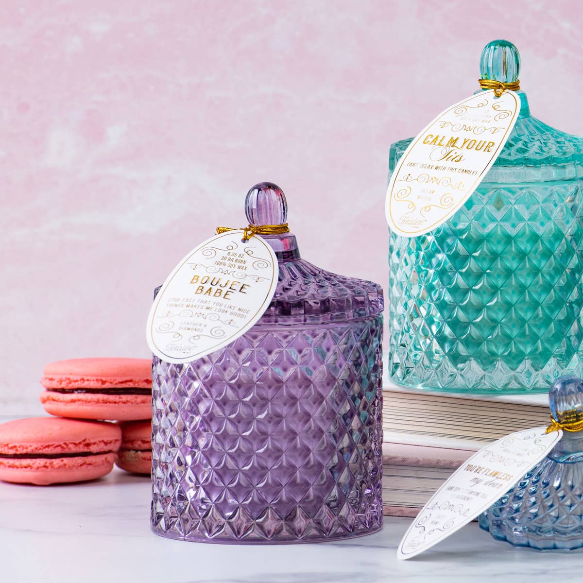 Transparent Crystal Purple Boujee Babe Candle for wholesale on Faire1