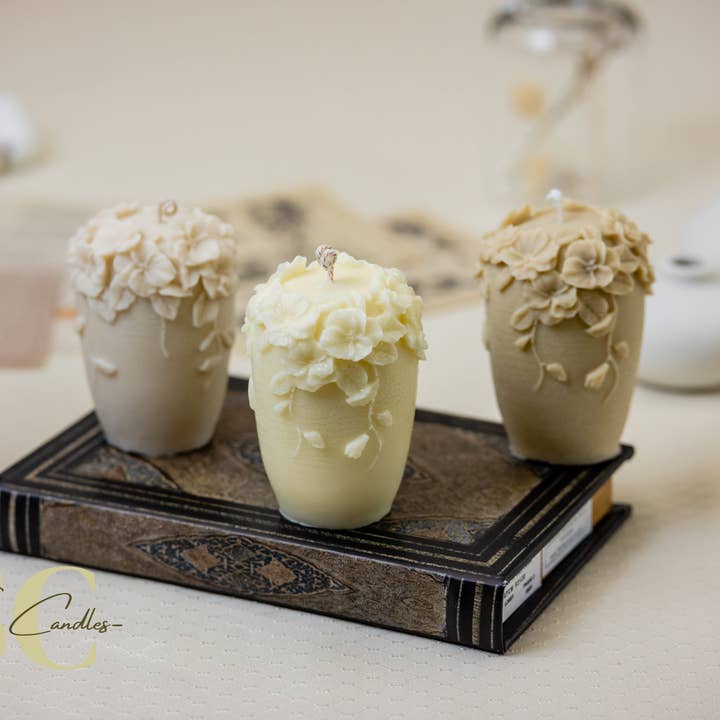 Floral Embossed Candle, Natural Soy wax, Coconut Soy Wax, Gender reveal, Birthday, wedding. for wholesale by Soanna Candle Co.