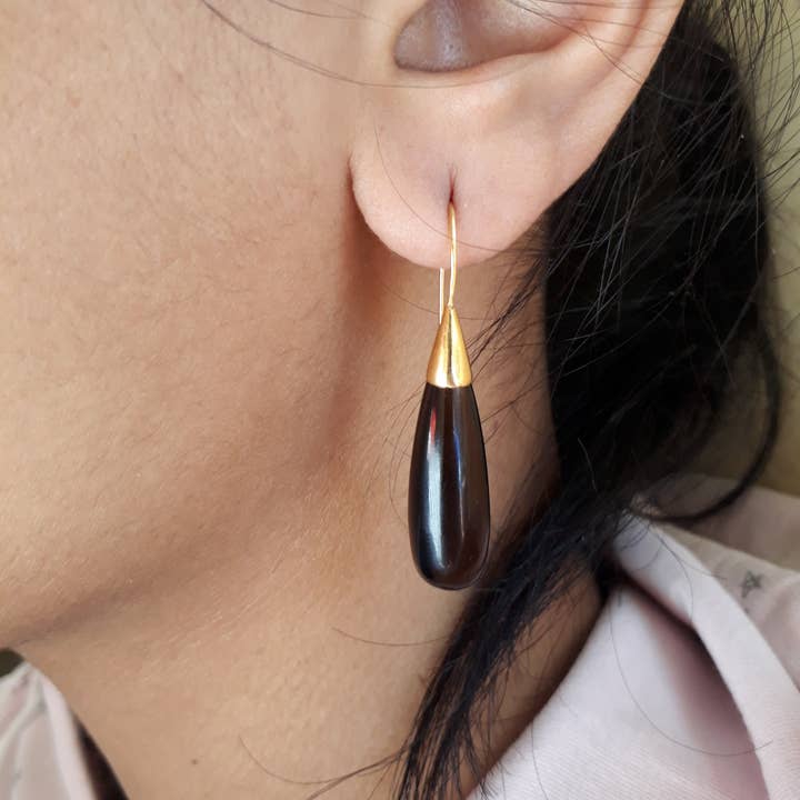 Rauchquarz Ohrringe aus Sterlingsilber, vergoldet für den Großhandel von Rishi Jewelry