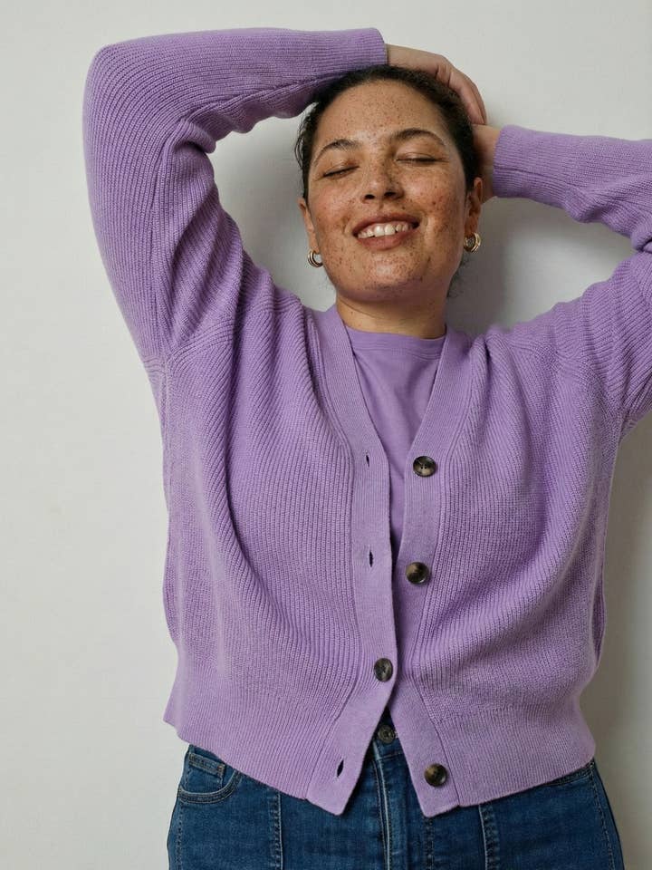 Better-Than-Wool Cardigan - Purple Posey for wholesale by Universal Standard