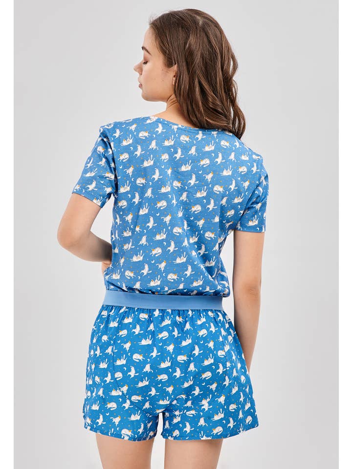 Happy Pijama – wholesale Sleepwear set – Unisex – Sleepy Cats - Organic Cotton Pajama Set Unisex Short