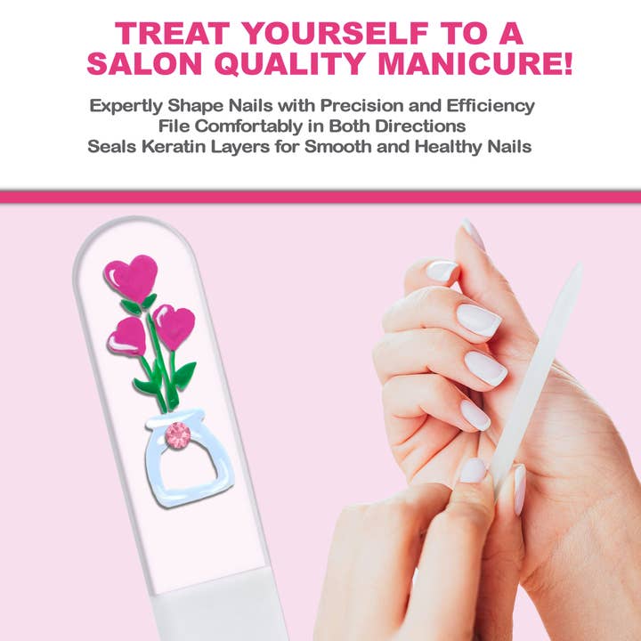 Classy Nail Files - Wholesale Nail file - Love Blooms Hearts Bouquet Hand Painted Crystal Nail File4