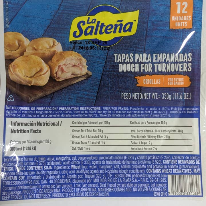 La Salteña Criollas Empanada Shells for wholesale by Der Argentinische markt
