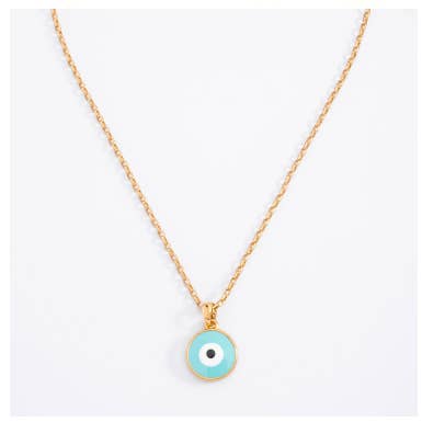 Golden Blue Eye Charm Necklace for wholesale by Celine