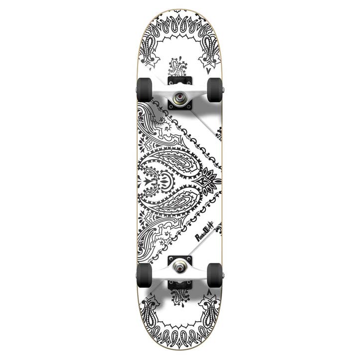 Graphic Complete Skateboard 7.75" - Bandana White for wholesale by Yocaher Skateboards