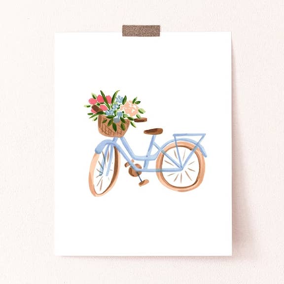 Cykeltryck, Flickrumsinredning, Cykelkonsttryck, Blommig vägg för wholesale av Sabina Fenn