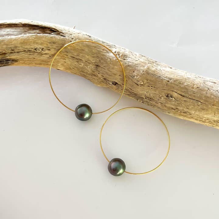 Leighton Lam Designs - Wholesale Hoop Earrings - Tahitian Pearl Hoop Earring