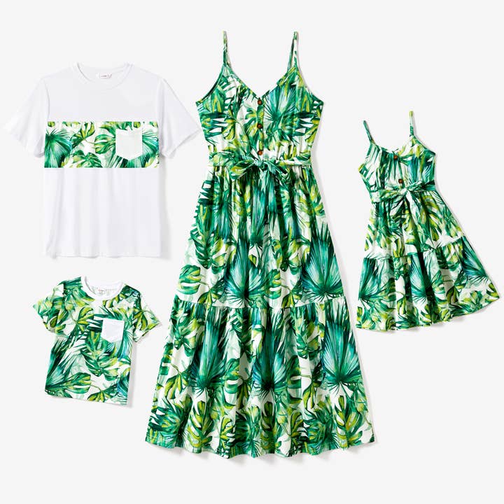 Bijpassende tropische palmblad T-shirts & bijpassende jurken voor het gezin voor wholesale door PatPat Matching