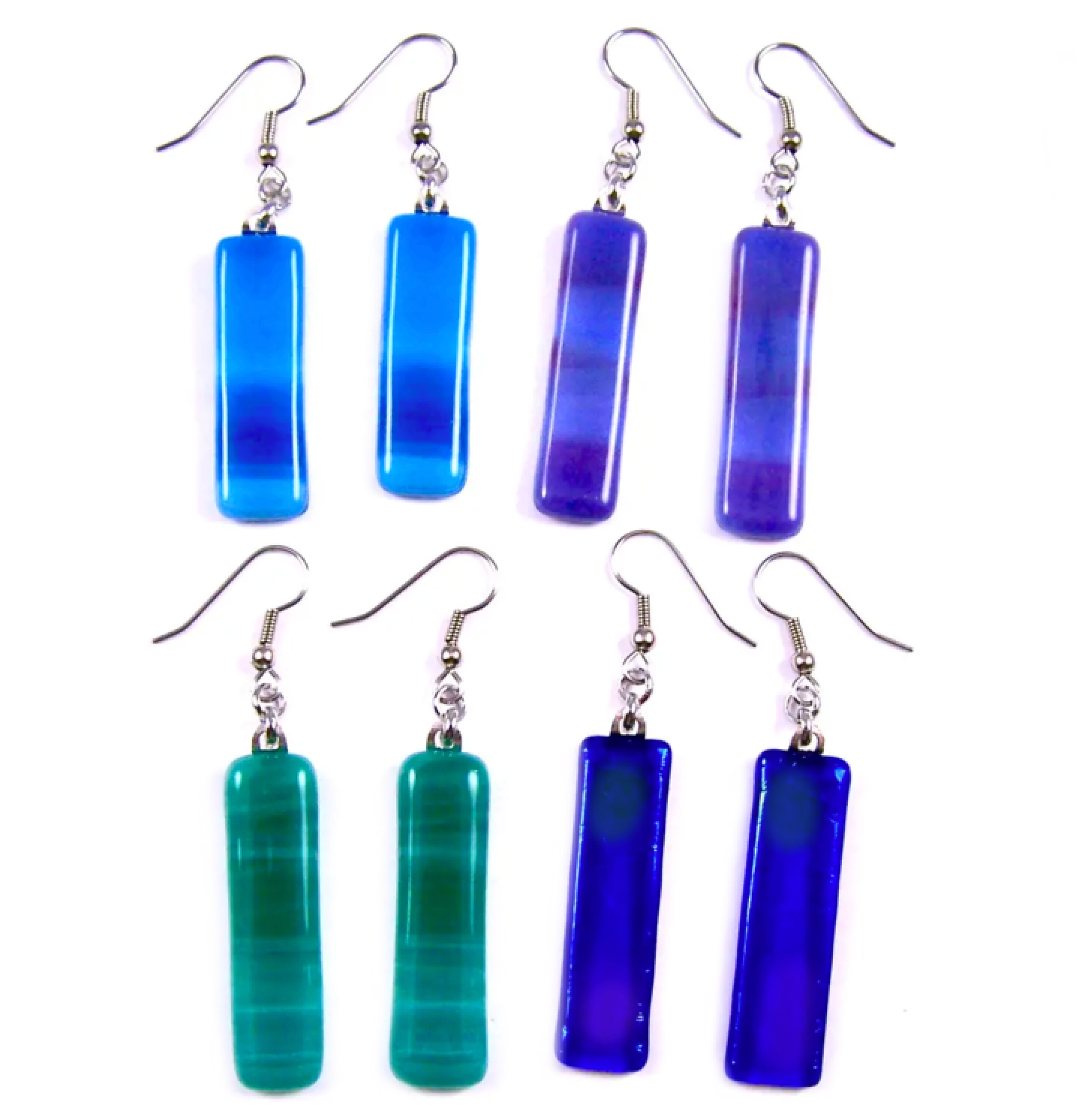 Glass Town USA - Wholesale Dangle Earrings - Stained Glass Earrings - Dangle Long - Cool Colors & Blue3
