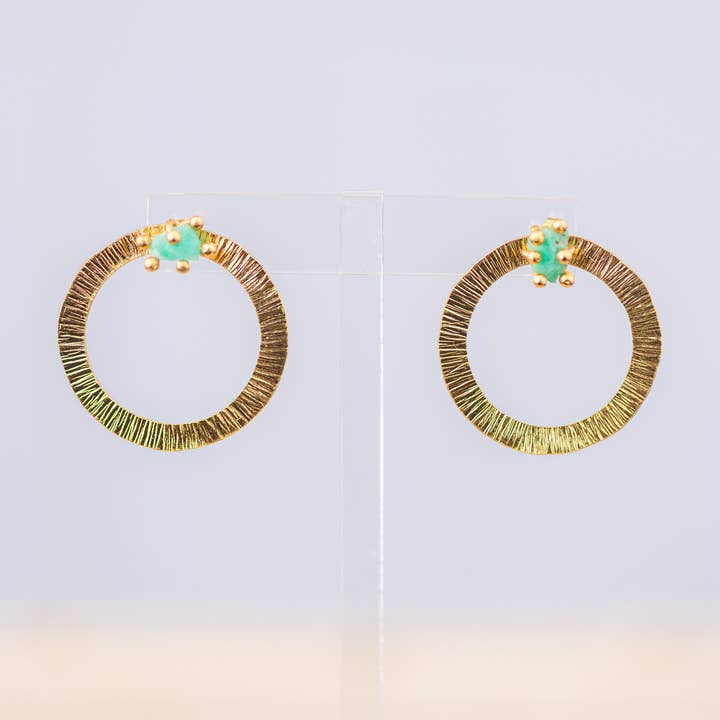 Emerald Circular Earrings for wholesale by Pria Handmade Accessories