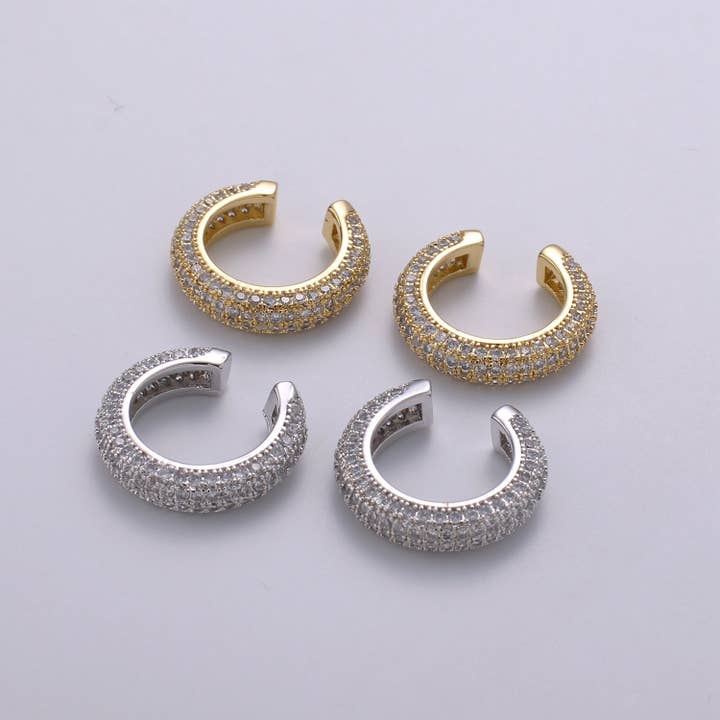 Aim Eternal - Wholesale Cuff/Wrap Earrings - 1x 16mm 24k Gold Micro Pave Ear Cuffs AI102 AI103