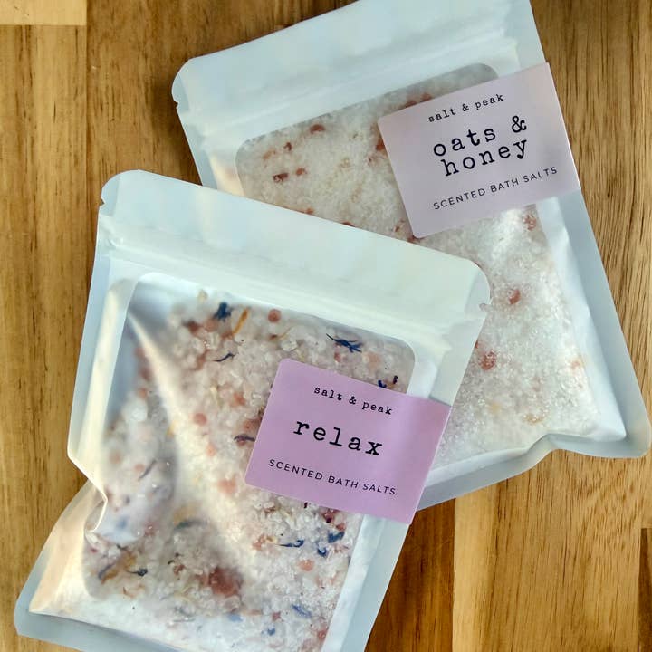 Travel Size Bath Salts Perfect for Gift Boxes or Impulse Buy for wholesale by Salt & Peak