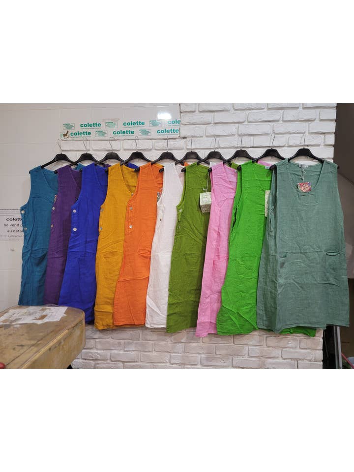 la maison des fibres naturelles – Großhandel Kleid – Damen – Ärmelloses Kleid aus 100 % Leinen, Modell 62551918