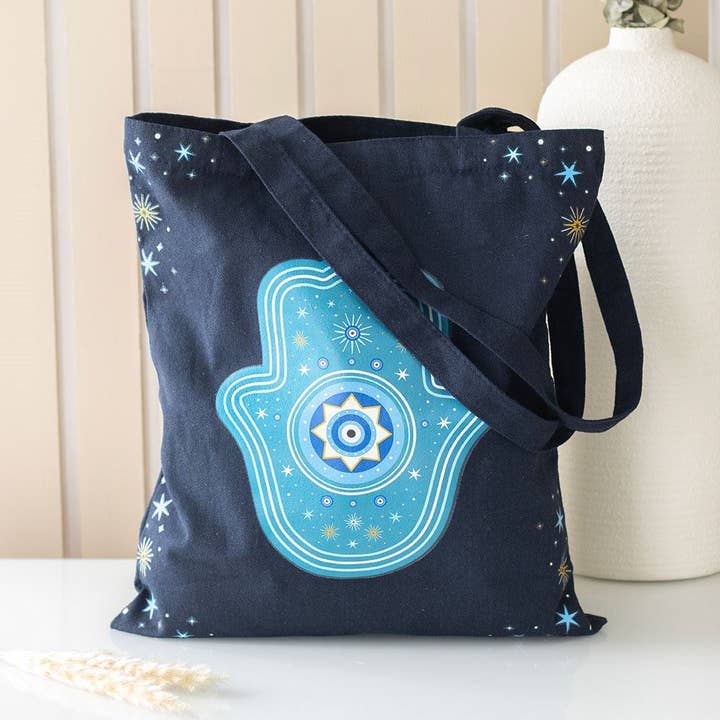 Hand of Hamsa Polycotton Tote Bag for wholesale by Something Different Wholesale