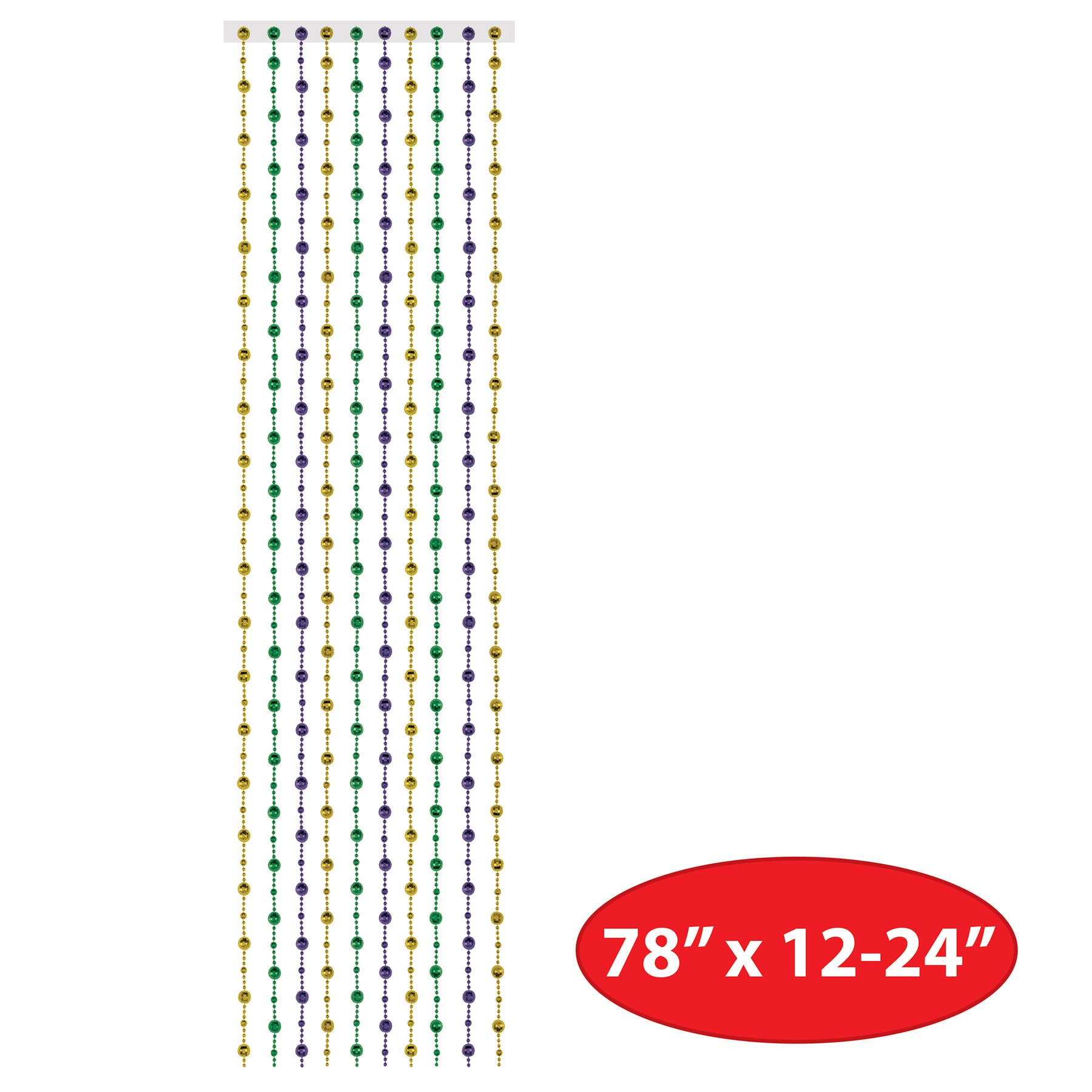 Beistle - Wholesale Decal - Party Decorations - Green, Gold & Purple Disco Ball Bead Curtain, 6' 6" x 24"4