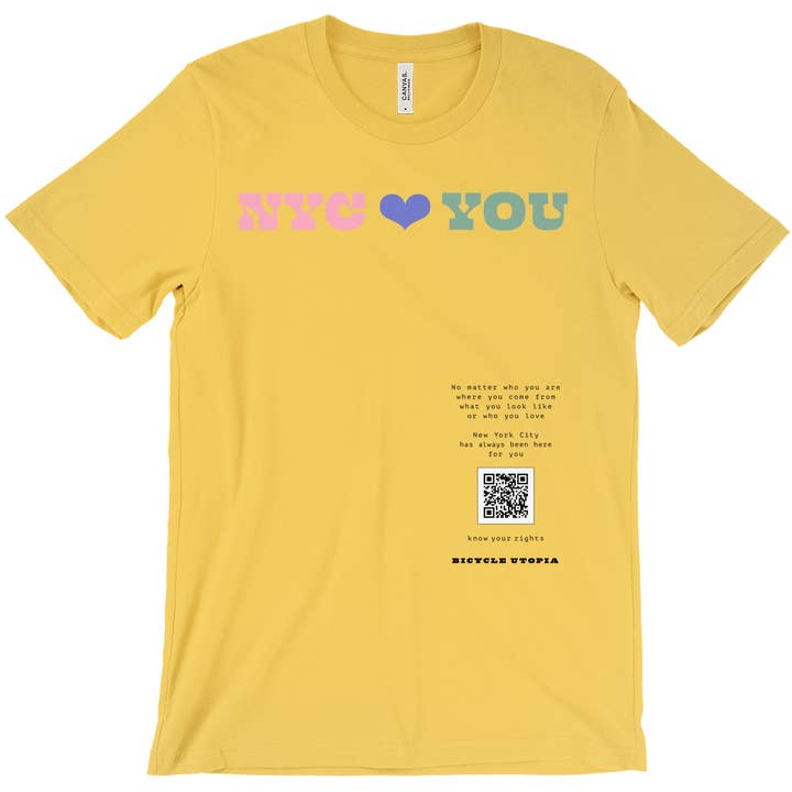 Camiseta Gráfica NYC ❤️ You | Aliado dos Direitos dos Imigrantes - Inglês por atacado de Bicycle Utopia