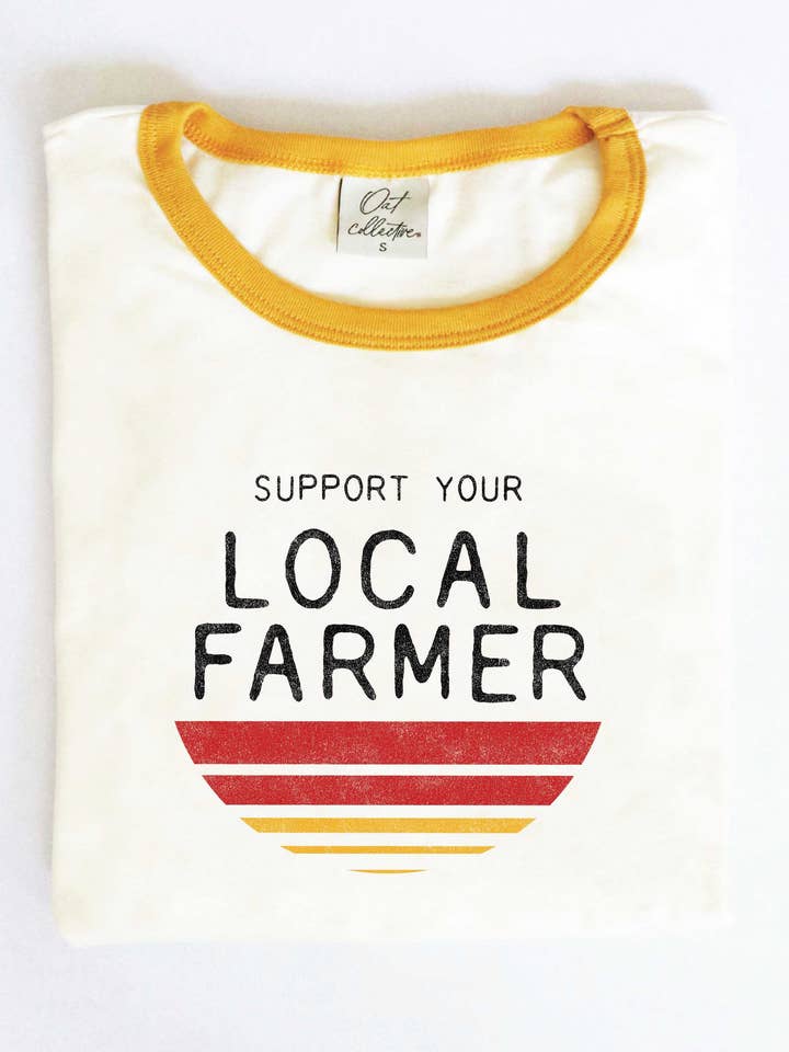 OAT COLLECTIVE - Wholesale Screen Printed T-Shirt - Women's - SUPPORT YOUR LOCAL FARMERS Ringer Graphic T-Shirt6