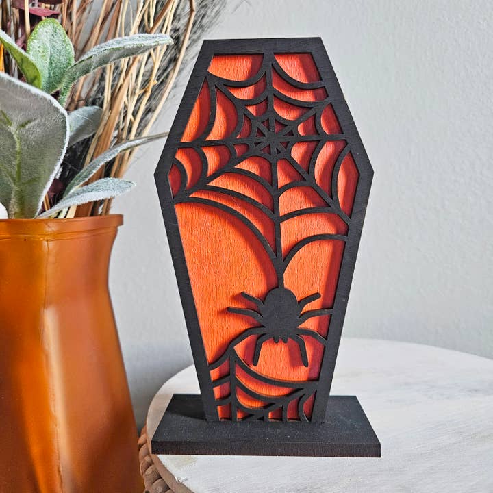 WhimsyLotus – Großhandel Tischdeko – Halloween-Sarg-Holzdekor | Halloween-Tischregaldekor6