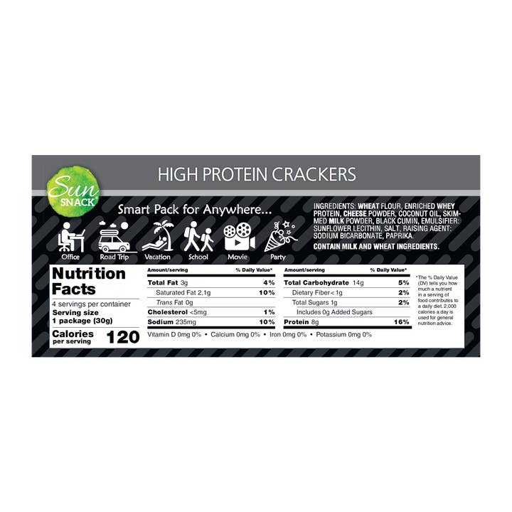 Sun Snack - Wholesale Crackers - High-Protein Black Cumin Crackers (4x30g) Pack3