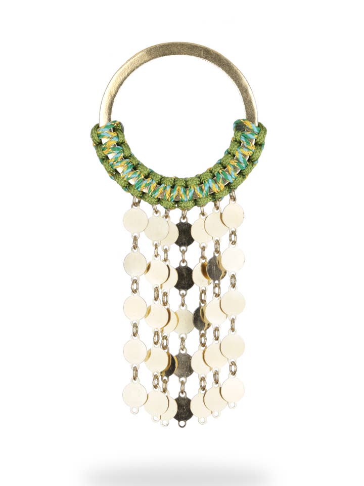 Green mini hoop twist sequins earring for wholesale by Lola SRL