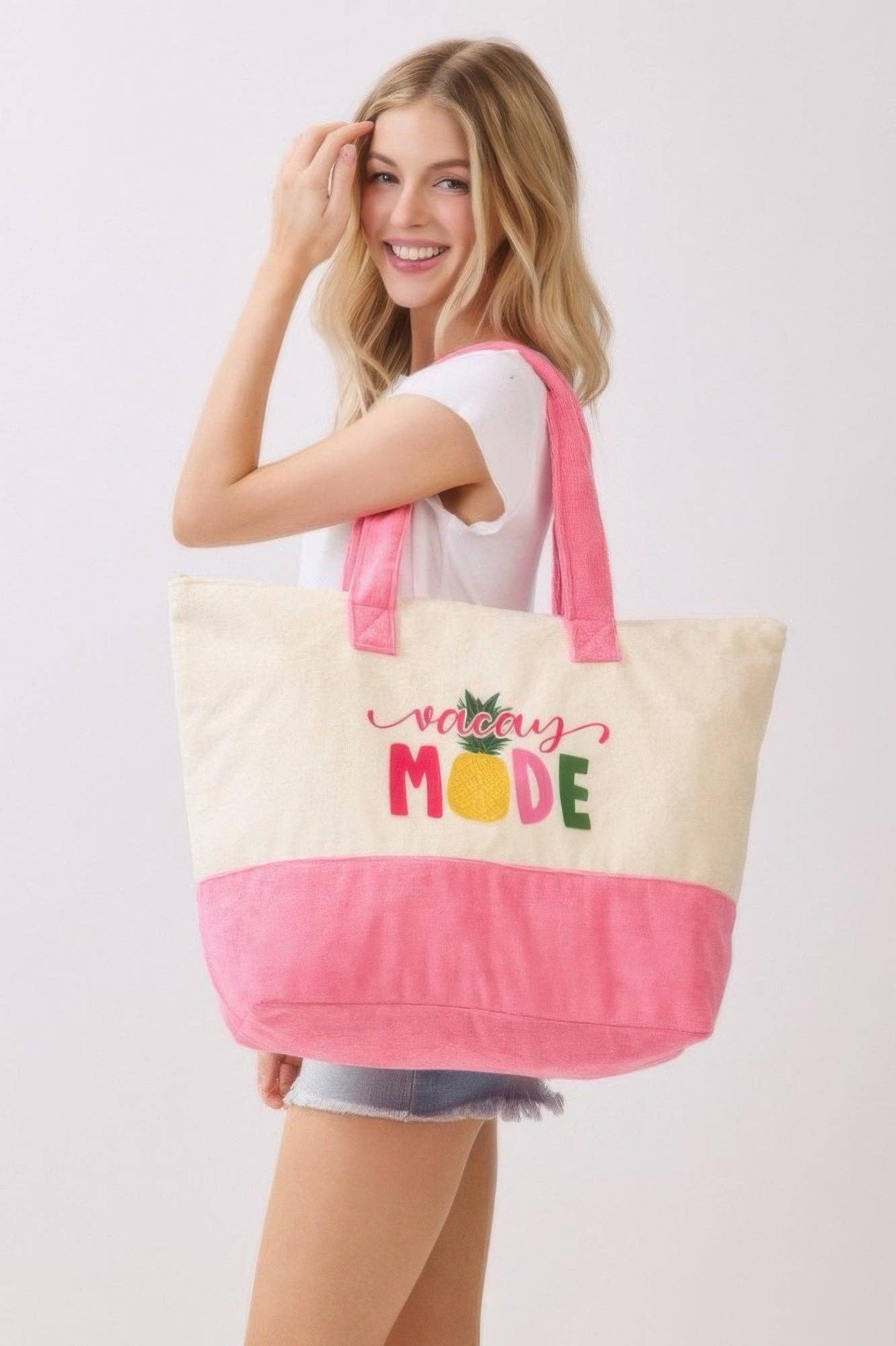 CC Wholesale Clothing - Wholesale Tote Bag - Women's - Vacay Mode Terry Tote2