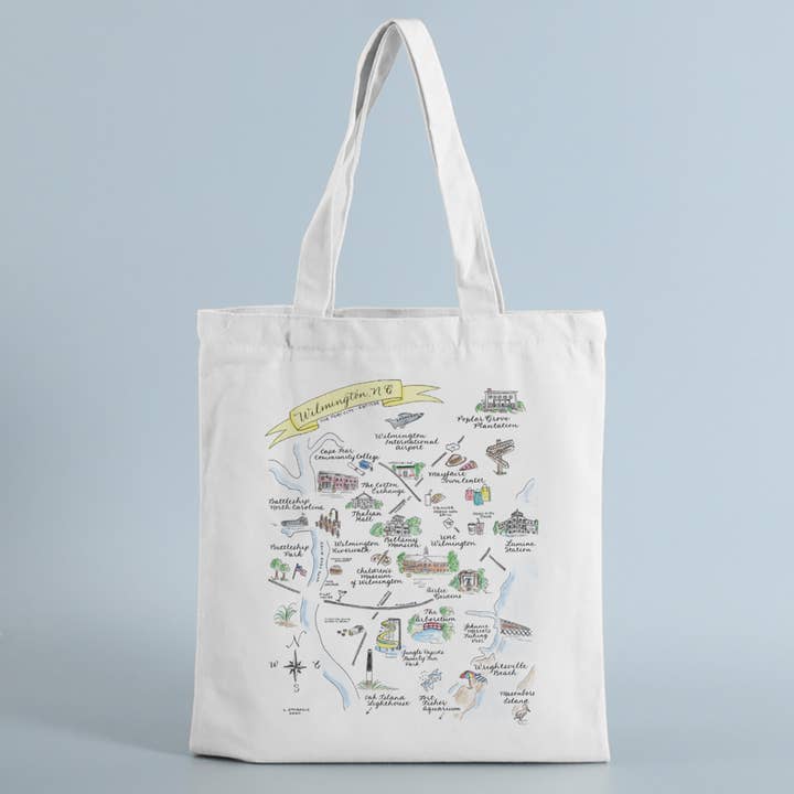 Wilmington, Nc Map Canvas Tote Bag for wholesale by The Write Occasion Calligraphy