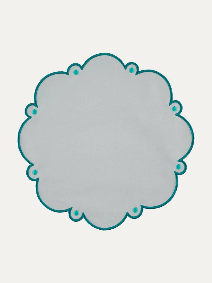 Individual Viana, White with Turquoise Blue for wholesale by Mariaida Home