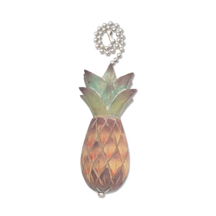 Hand-Carved Wooden Pineapple Sculpture Fan Pull for wholesale by T.I. Design
