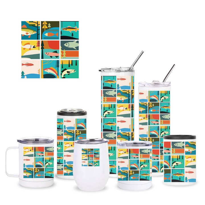 TAALLA Fiskcollage Isolerad Dryckesvara för wholesale av Creative Compass