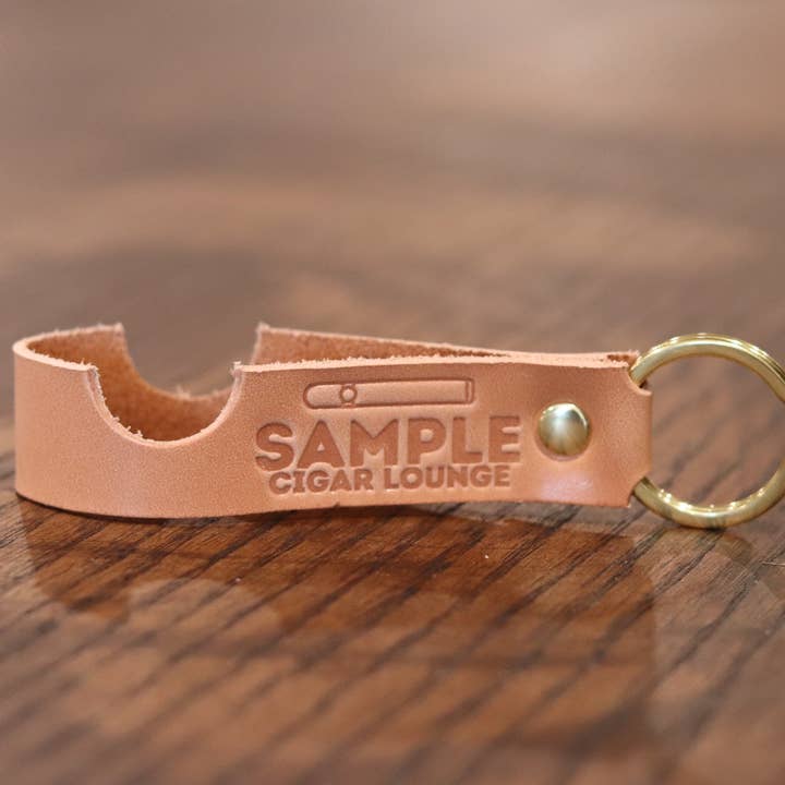 Custom Leather Cigar Holder Keychain for wholesale by Golden West Leather Co