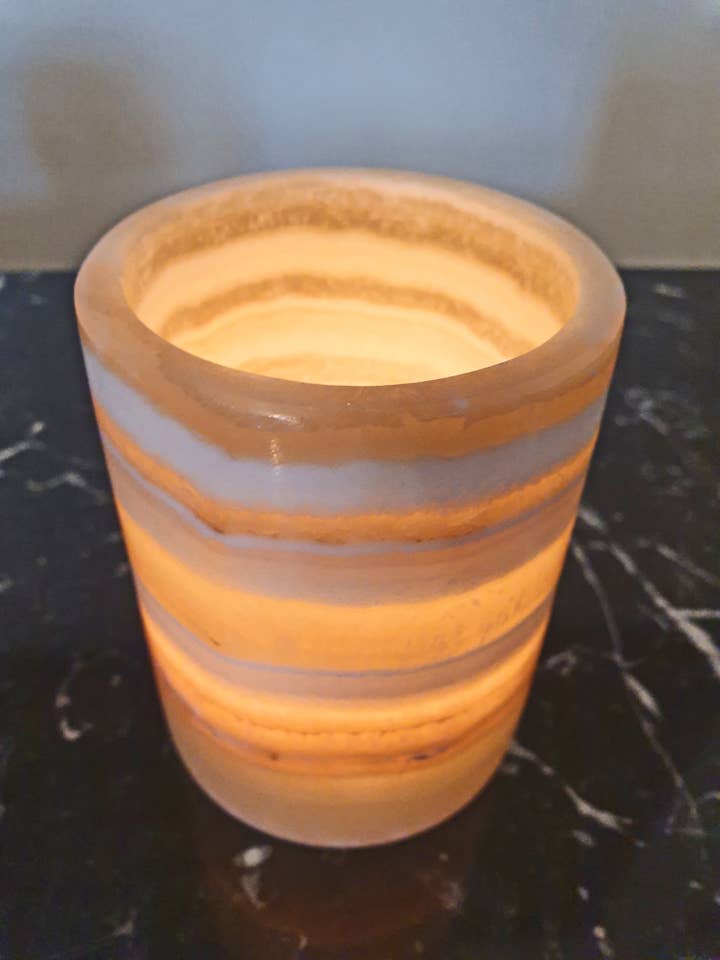 Sahara Cylinder Votive for wholesale by Alabaster Artisan
