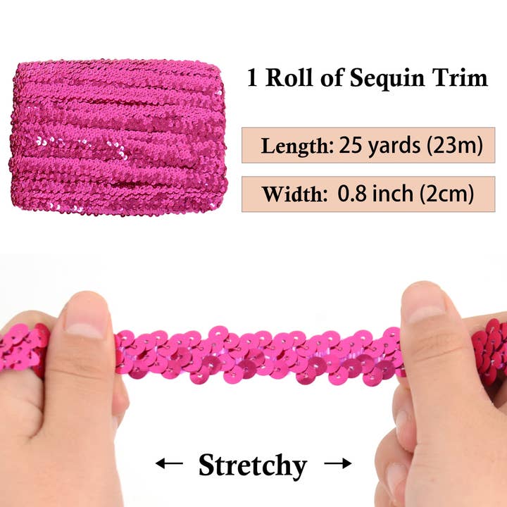 AK Brand - Wholesale Ribbon – Gift wrapping - Elastic Sequin Trim 0.8 Inch Glitter Paillette Ribbon34