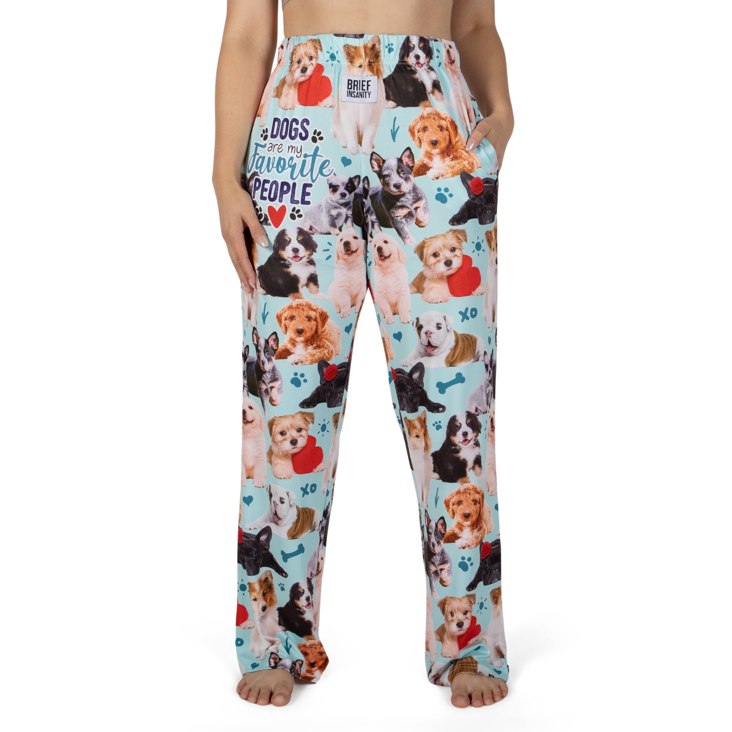 BRIEF INSANITY – Engroshandel Pyjamasunderdel - Dame – Hunde er mine foretrukne mennesker loungebukser3