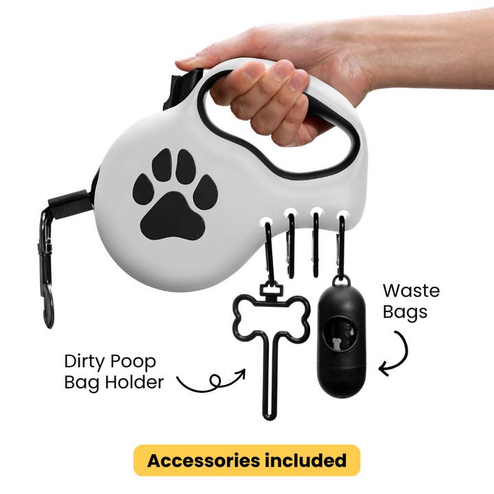 StitchLeash - Wholesale Pet Leash - Dog - StitchLeash® Coops Retractable Dog Leash with Clip & Go™ System – Black/White | 16–23 ft | 6 per case5