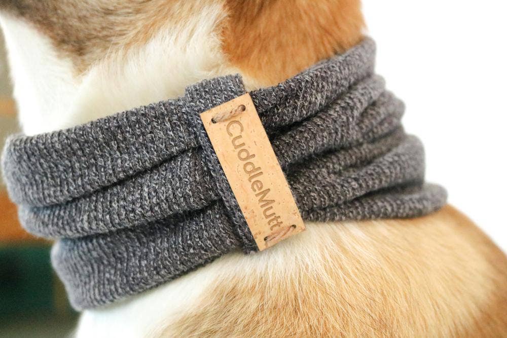 REMOVED BRAND - Wholesale Pet Scarf - Cat/Dog - Grey Knit Dog Scarf1