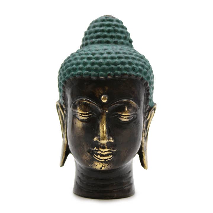 Small Antique Brass Buddha Head for wholesale by Ancient Wisdom