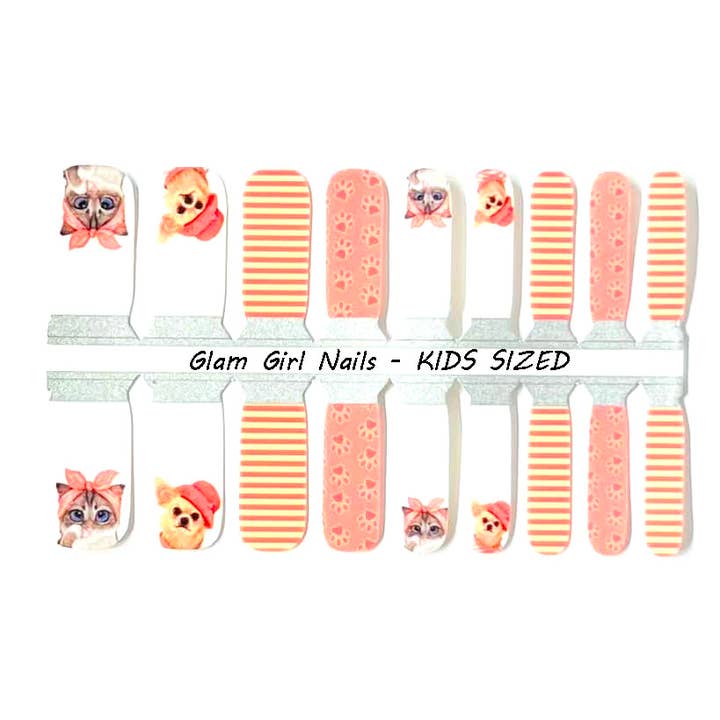Puppies and Kitties KIDS SIZED Nail Polish Wraps for wholesale by Glam Girl Nails