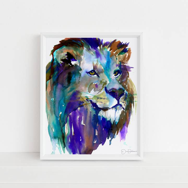 "The King" Lion Watercolor Print for wholesale by Jess Buhman Art