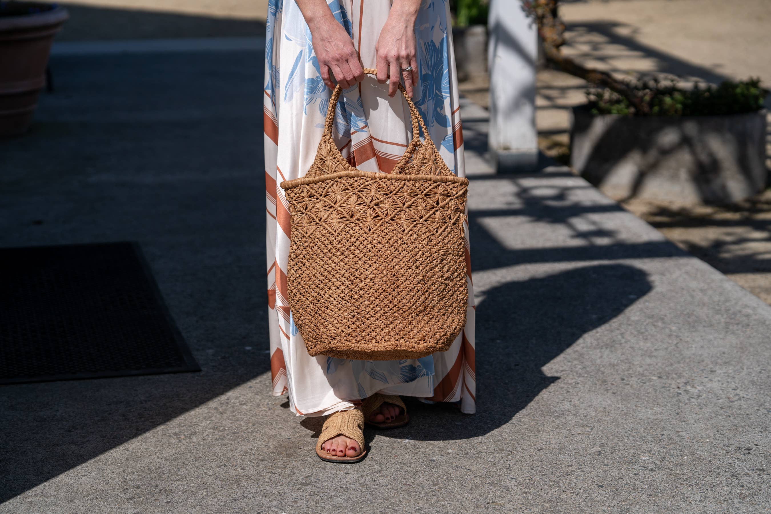Shebobo - Vente Sac de plage - Sac à main en paille crocheté et macramé diamant Luca10