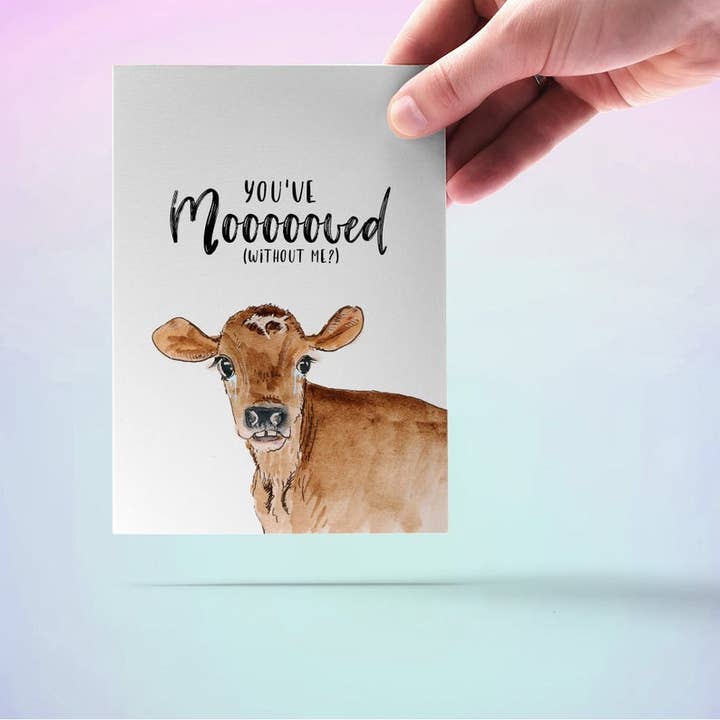 Liyana Studio - Wholesale Goodbye Card - Moo Cow I Moved - Funny Goodbye Card