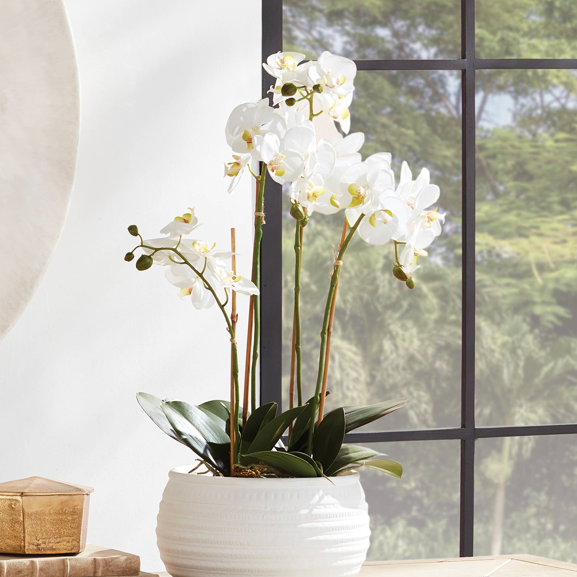 Napa Home & Garden - Wholesale Artificial Flowers - Phalaenopsis Orchid Bowl Drop-In 25"3