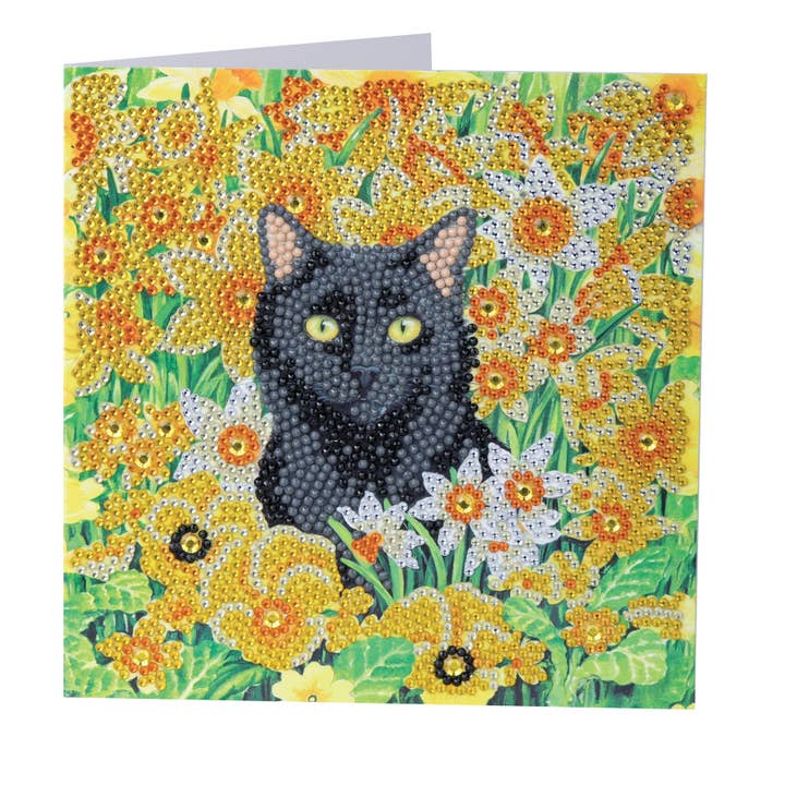 Crystal Art Card Kit: Cat Among the Flowers for wholesale by Outset Games and Cobble Hill Puzzles